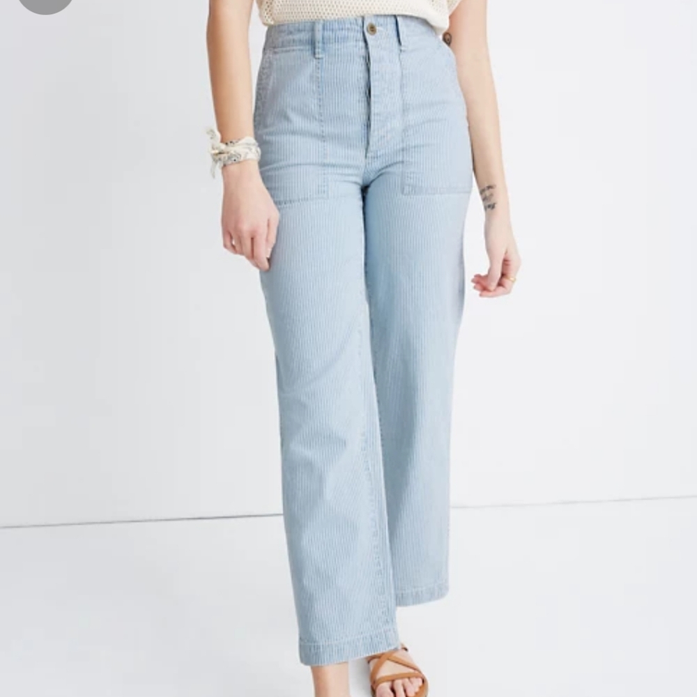 Madewell Griff Fatigue Pants in Indigo Railroad Stripe Women's sz 30